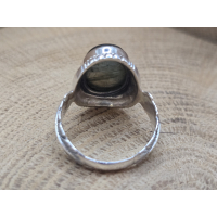 Echt zilveren ring met veer band en Labradoriet steen